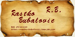 Rastko Bubalović vizit kartica